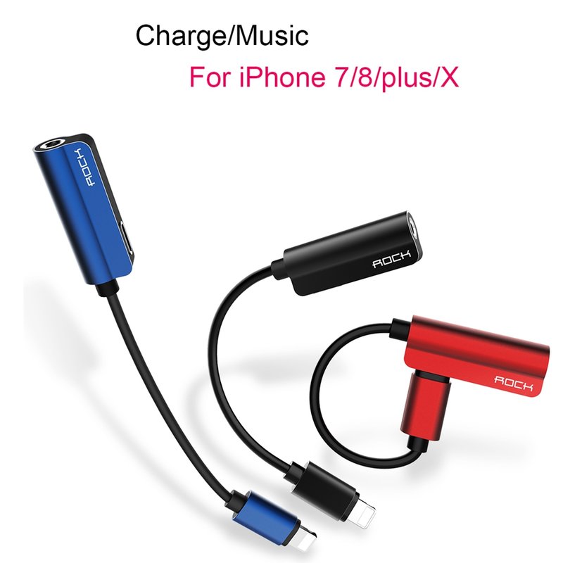 Convertor 2in1 Rock Metal Charge Lightning to Audio Cable - RCB0587 - Black