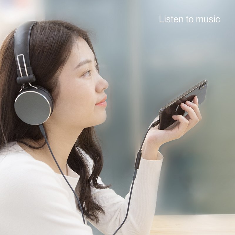 Convertor 2in1 Rock Metal Charge Lightning to Audio Cable - RCB0587 - Black