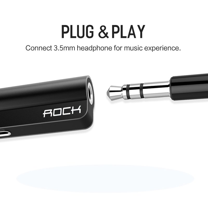 Convertor 2in1 Rock Metal Charge Lightning to Audio Cable - RCB0587 - Black