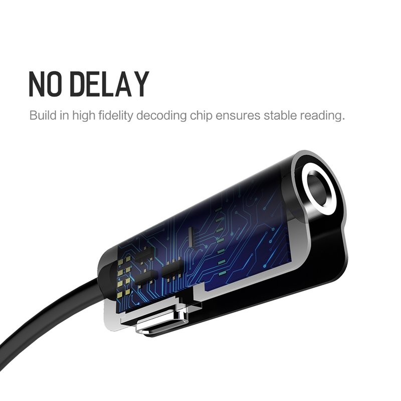 Convertor 2in1 Rock Metal Charge Lightning to Audio Cable - RCB0587 - Black