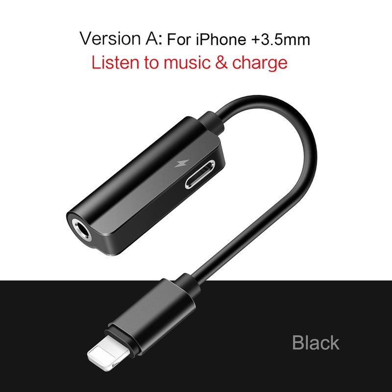 Convertor 2in1 Rock Metal Charge Lightning to Audio Cable - RCB0587 - Black