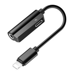 Convertor 2in1 Rock Metal Charge Lightning to Audio Cable - RCB0587 - Black
