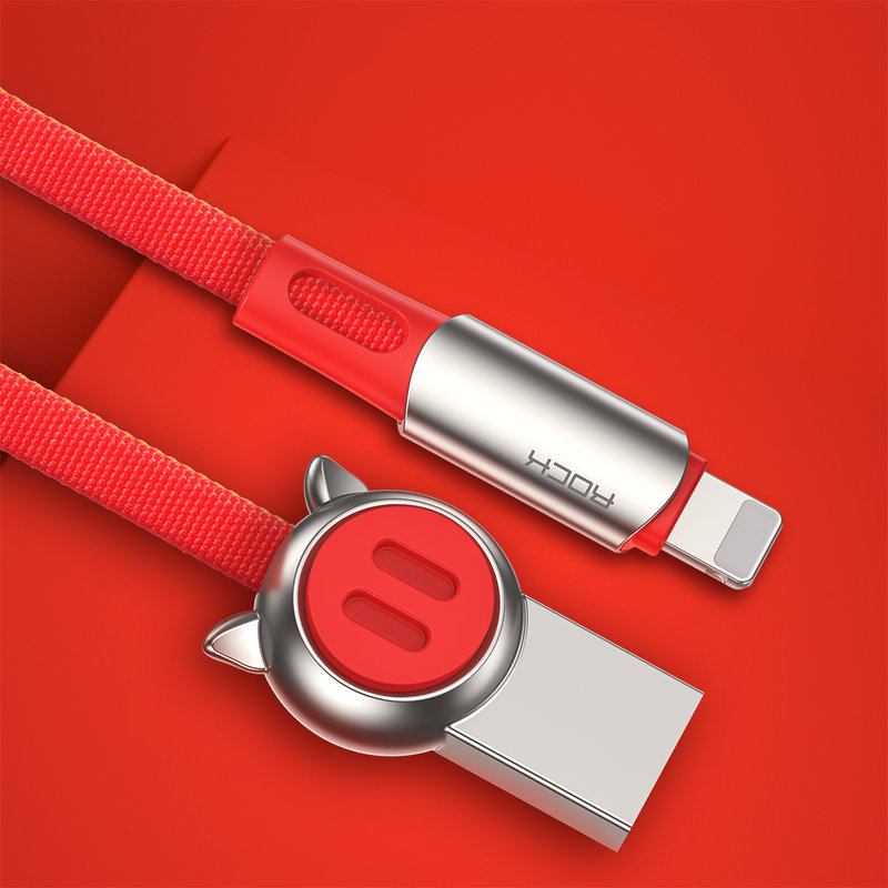 Cablu de date Rock USB to Lightning Chinese Zodiac 1M - RCB0682 - Red