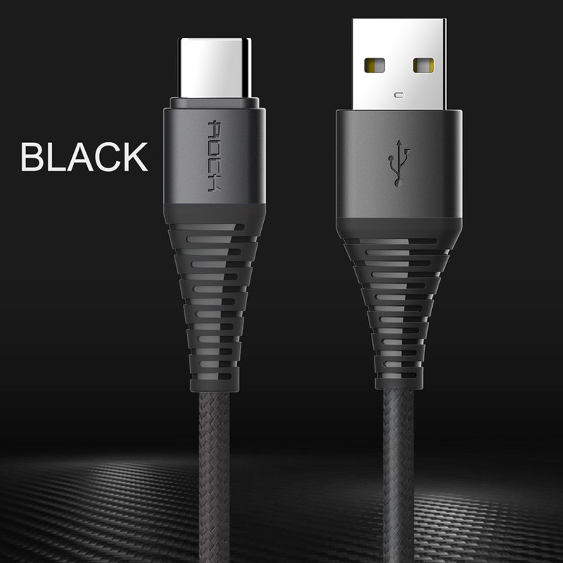 Cablu de date Rock Hi-Tensile Charge&Sync USB to Type-C - RCB0558 - Black