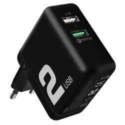Incarcator Priza Rock T13 Travel Charger 2xUSB QC3.0 - QC02 - Black