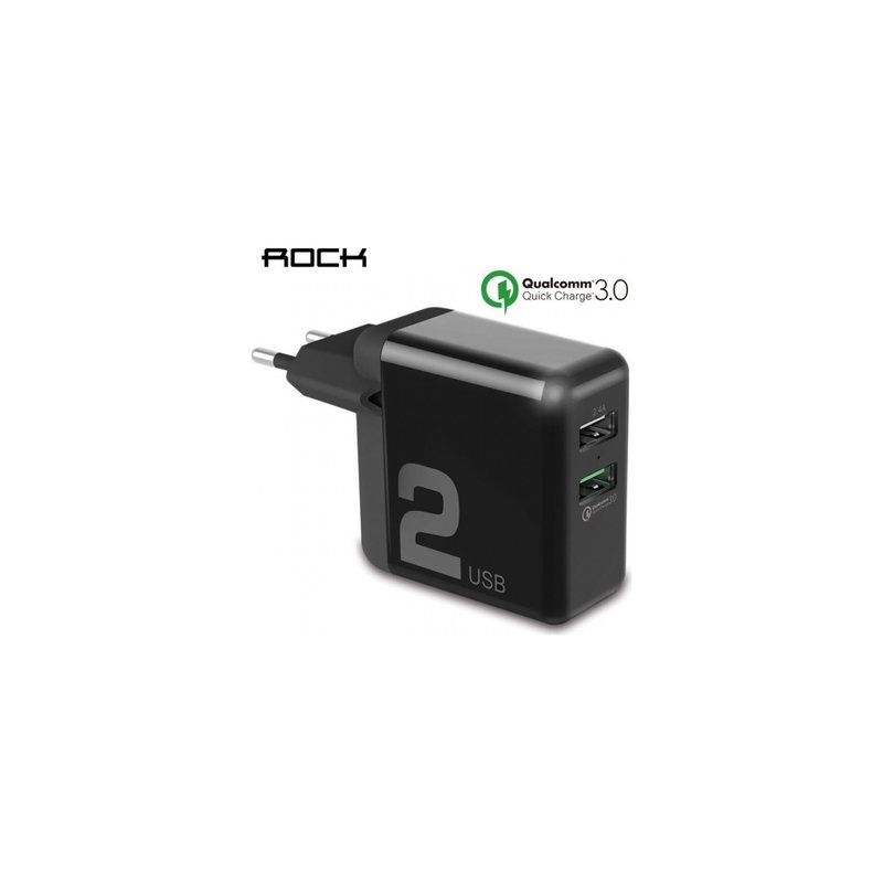 Incarcator Priza Rock T13 Travel Charger 2xUSB QC3.0 - QC02 - Black
