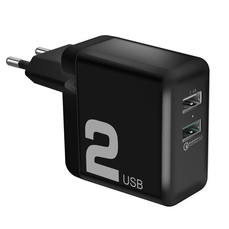 Incarcator Priza Rock T13 Travel Charger 2xUSB QC3.0 - QC02 - Black