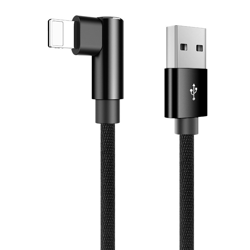 Cablu de date Rock USB to Lightning L-shaped Metal 2M - RCB0600 - Black