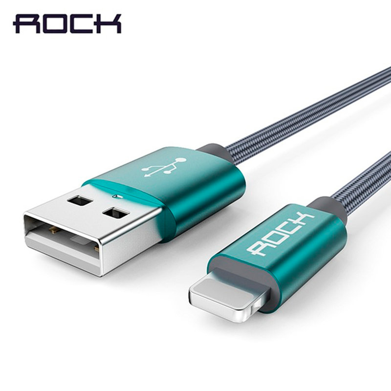 Cablu de date Rock USB to Lightning Metal Charge&Sync - RCB0432 - Tarnish
