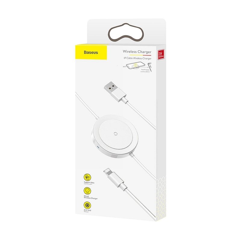 Incarcator Wireless + cablu Lightning incorporat Baseus IP Charger -WXCA-02- White