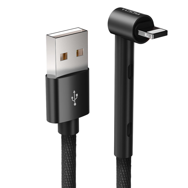 Cablu de date Rock USB to Lightning Metal Standing 1.2M - RCB0654 - Black