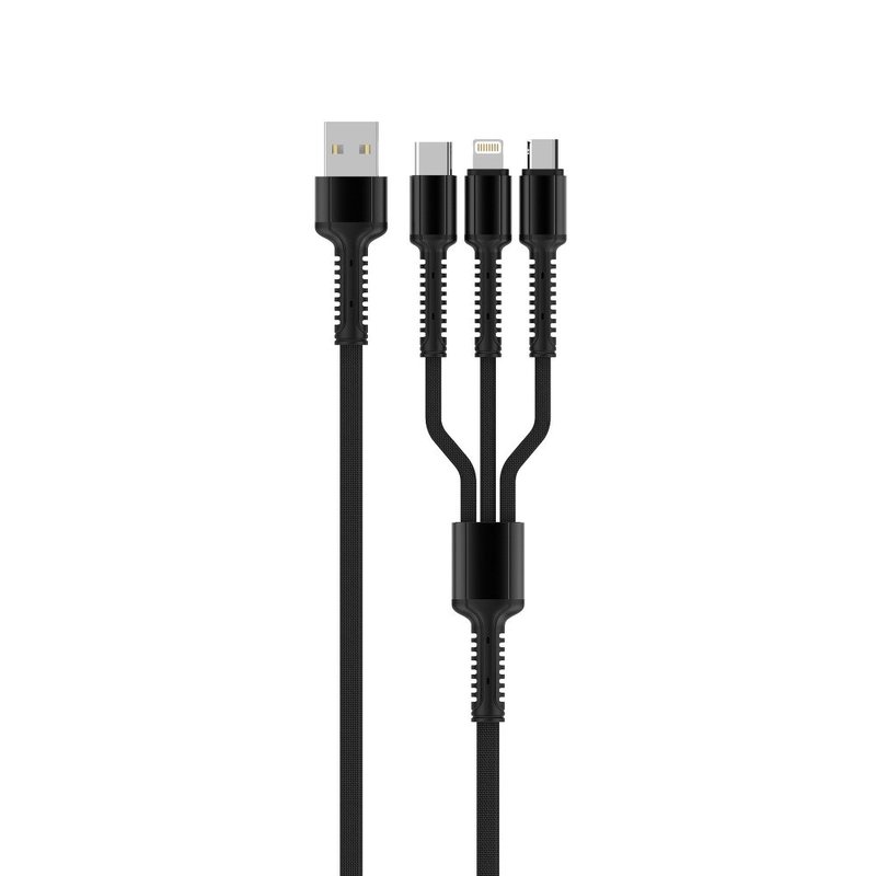 Cablu de date 3in1 USB to Type-C/Lightning/Micro-USB Ldnio LC-93 120cm - Gri
