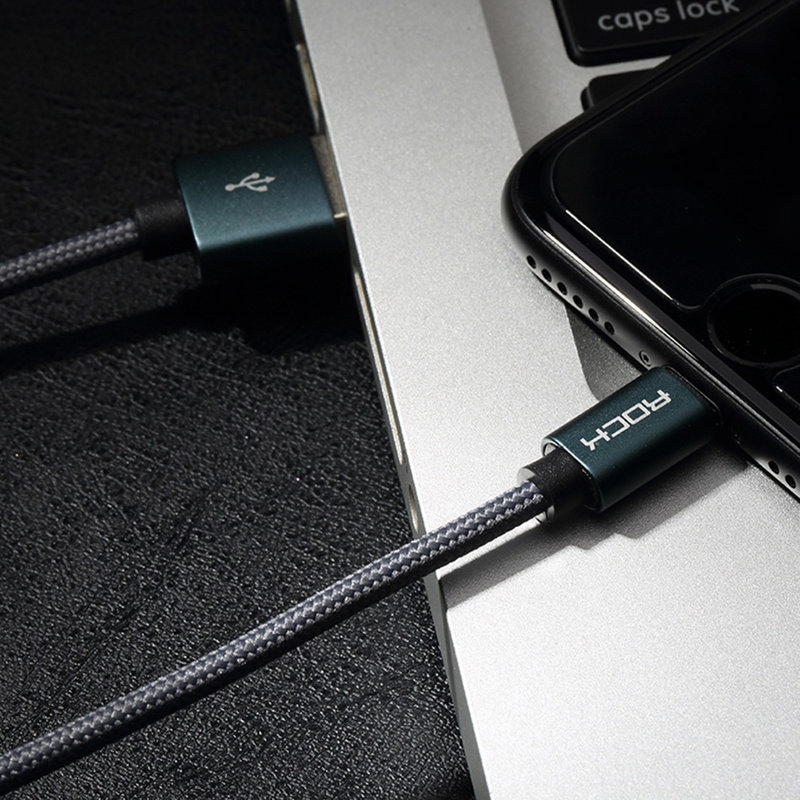 Cablu de date Rock USB to Lightning Metal Charge&Sync 1.8M - RCB0432 - Tarnish