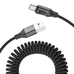 Cablu de date USB to Type-C Rock Stretchable Fast Charge 150cm -RCB0657- Negru