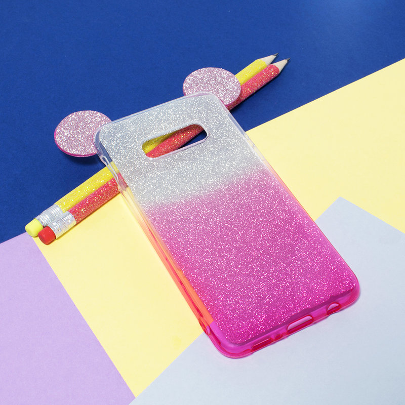 Husa Samsung Galaxy S10e Gradient Color TPU Mouse Bling Glitter - Roz