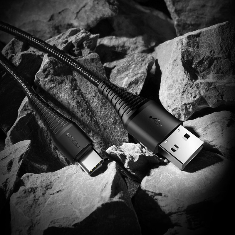 Cablu de date Rock Hi-Tensile Charge&Sync USB to Type-C 1M - RCB0558 - Black