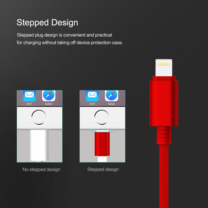 Cablu de date 3in1 Rock 1xMicro-USB + 2xLightning - RCB0466 - Red