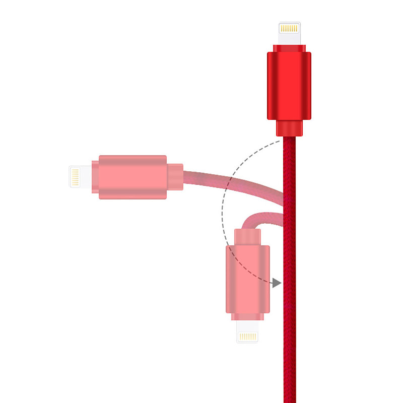 Cablu de date 3in1 Rock 1xMicro-USB + 2xLightning - RCB0466 - Red