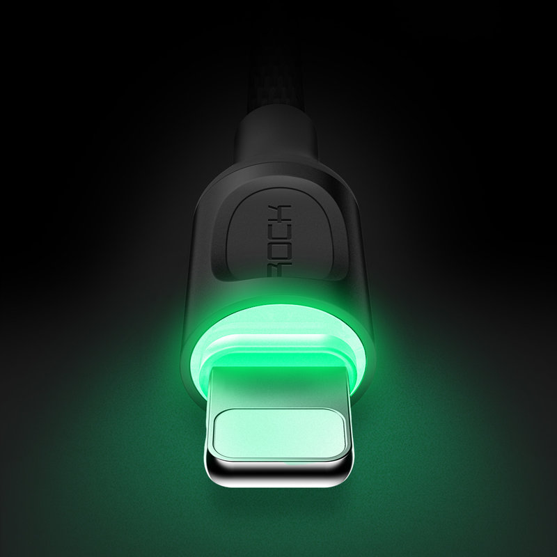 Cablu de date Rock USB to Lightning Metal Auto Disconnect - RCB0619 - Black