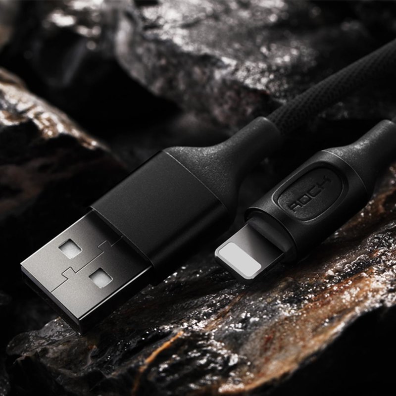 Cablu de date Rock USB to Lightning Metal Auto Disconnect - RCB0619 - Black