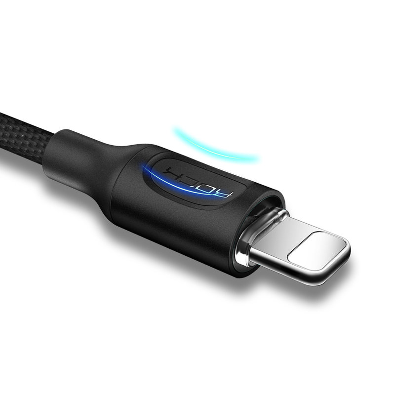 Cablu de date Rock USB to Lightning Metal Auto Disconnect - RCB0619 - Black