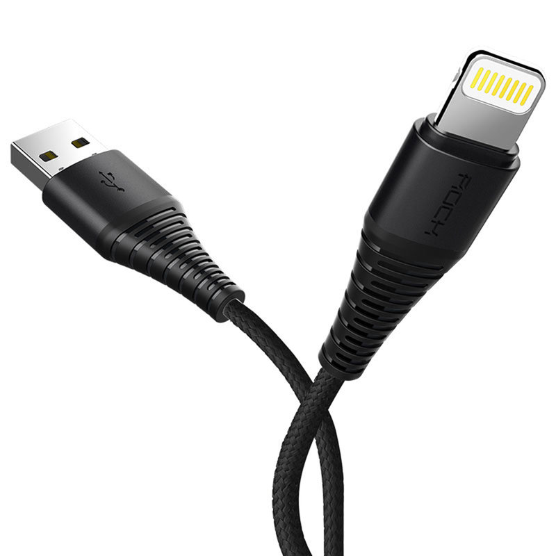 Cablu de date Rock Hi-Tensile Charge&Sync USB to Lightning - RCB0557 - Black