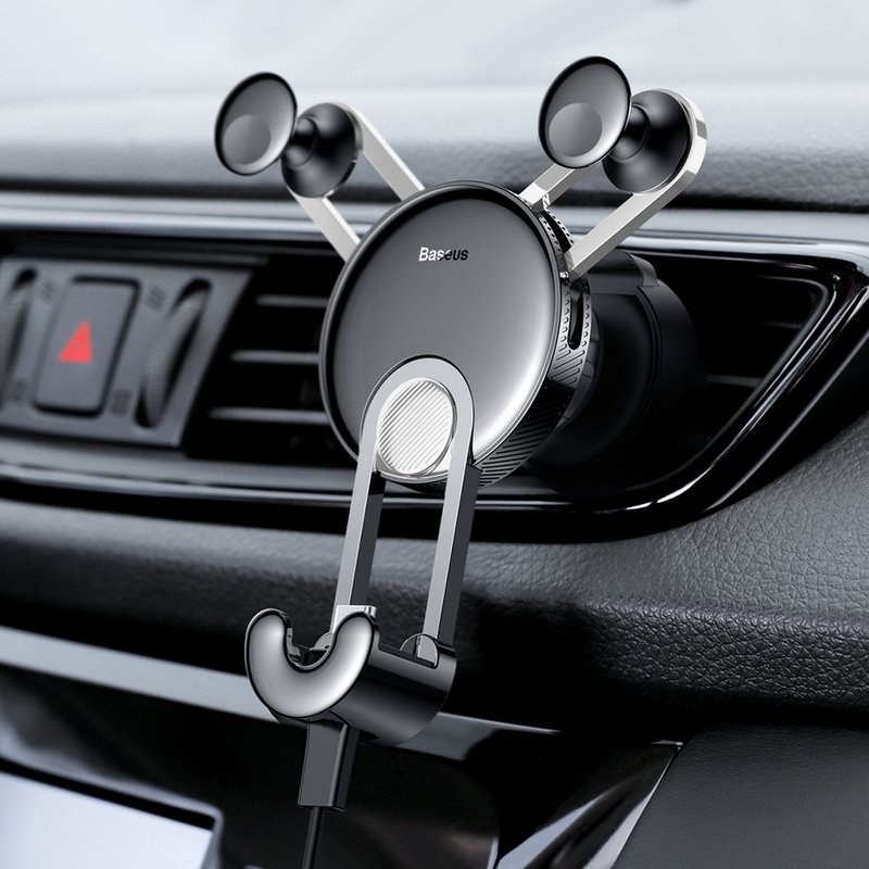 Suport auto Baseus Yy Vent Mount + Cablu incarcare Type-C -SUTYY-0S- Silver