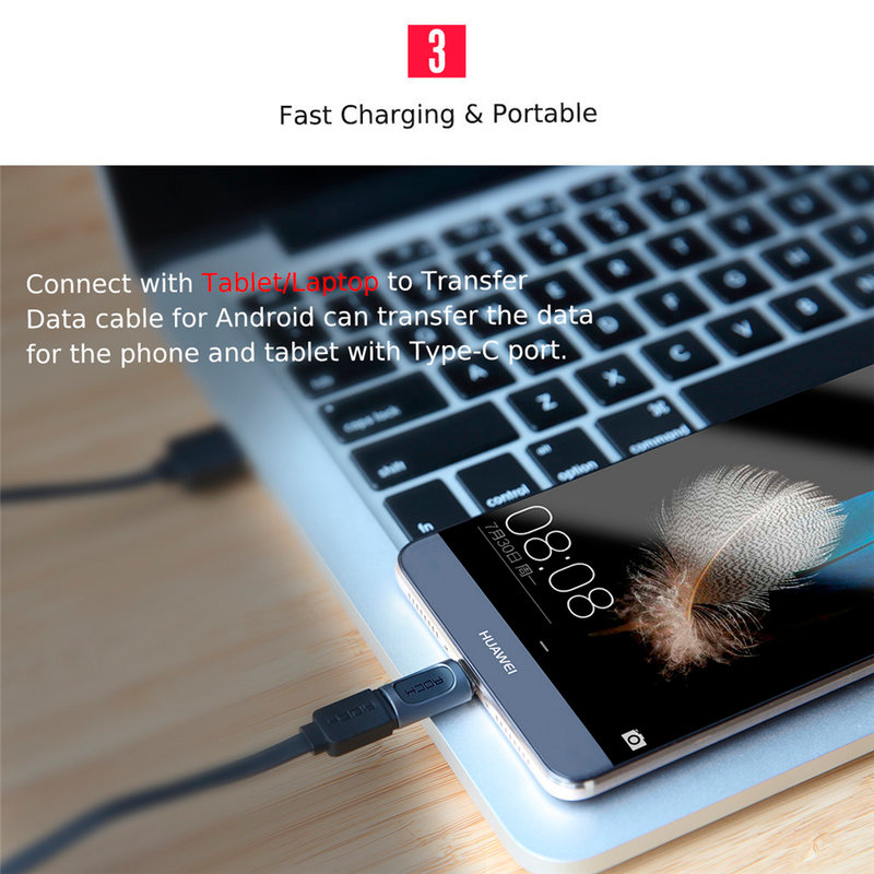 Adaptor Rock USB to Type-C 3.0A - RCB0609 - Tarnish