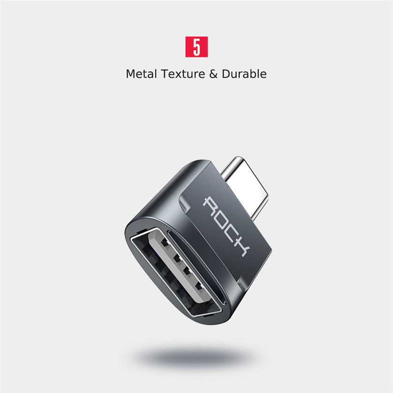Adaptor Rock USB to Type-C 3.0A - RCB0609 - Tarnish