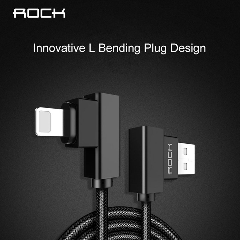 Cablu de date USB to Lightning 1M Rock L-shaped Dual-End - RCB0519 - Black