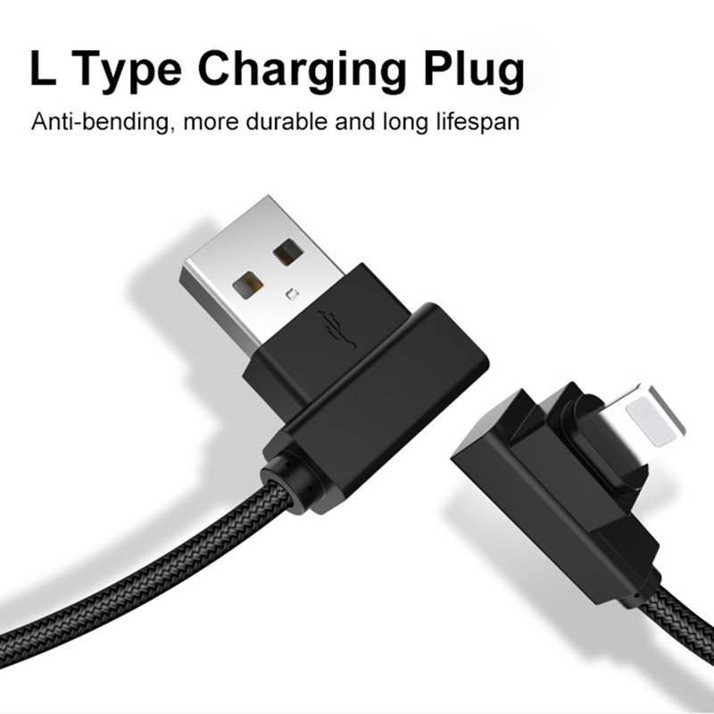 Cablu de date USB to Lightning 1M Rock L-shaped Dual-End - RCB0519 - Black