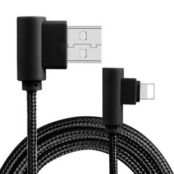 Cablu de date USB to Lightning 1M Rock L-shaped Dual-End - RCB0519 - Black