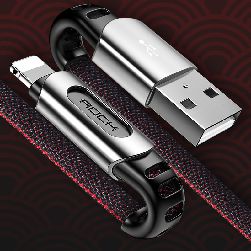 Cablu de date USB to Lightning Rock M8 Zn-Alloy - RCB0694 - Black