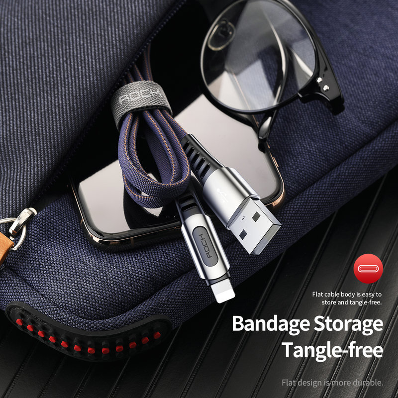 Cablu de date USB to Lightning Rock M8 Zn-Alloy - RCB0694 - Black