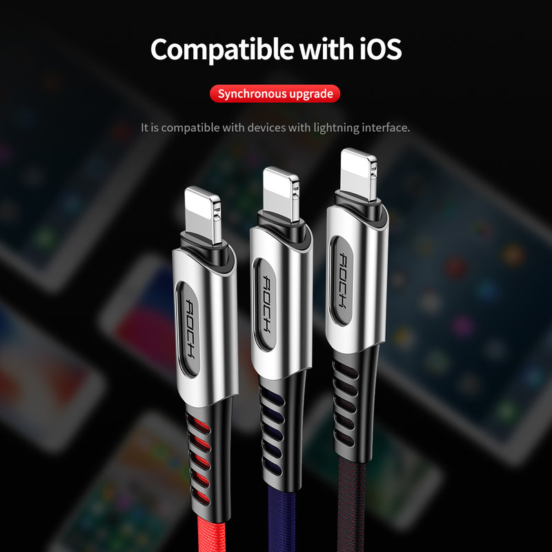 Cablu de date USB to Lightning Rock M8 Zn-Alloy - RCB0694 - Black