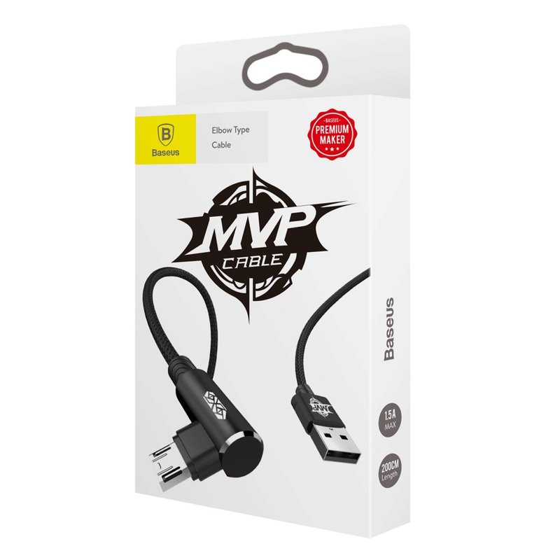 Cablu de date USB to Micro-USB Baseus MVP Elbow Type - CAMMVP-A01 - Black