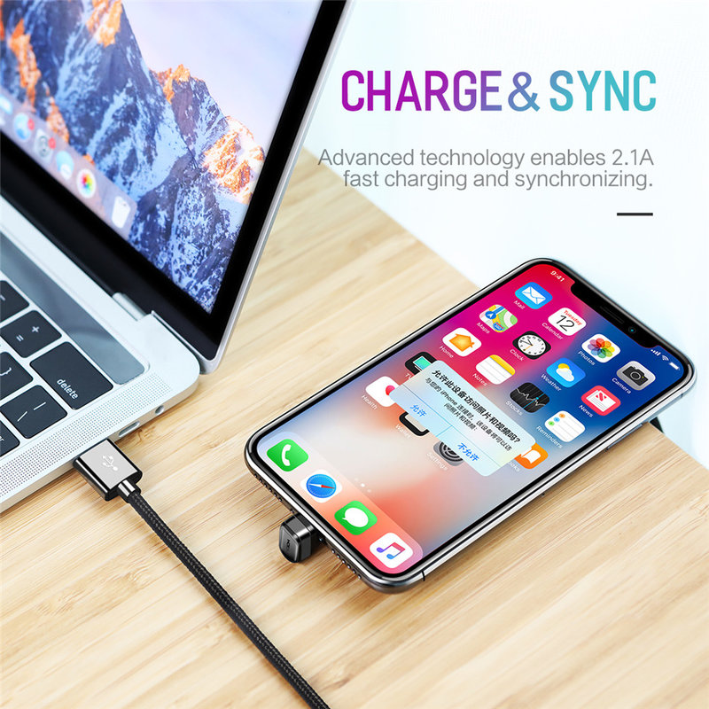 Cablu de date USB to Lightning Rock U-shaped Metal 2M - RCB0583 - Black