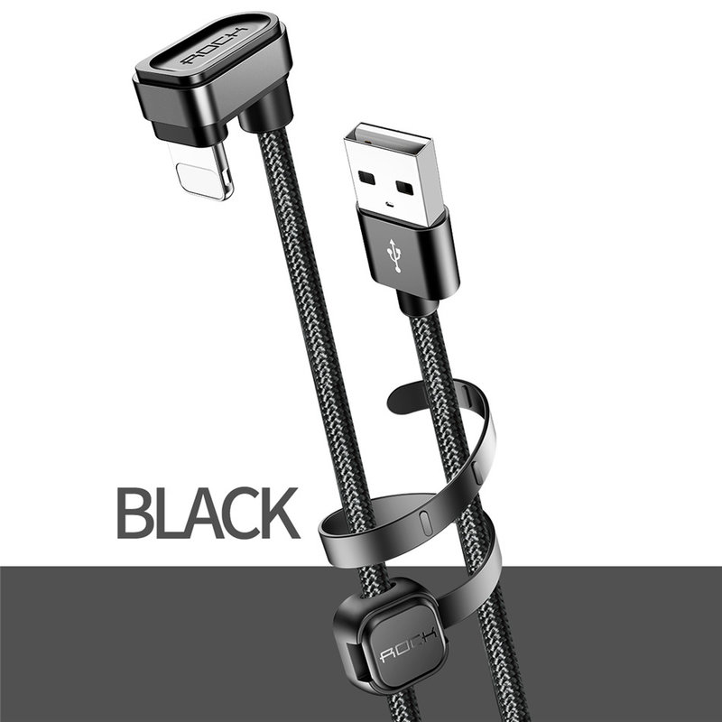 Cablu de date USB to Lightning Rock U-shaped Metal 2M - RCB0583 - Black