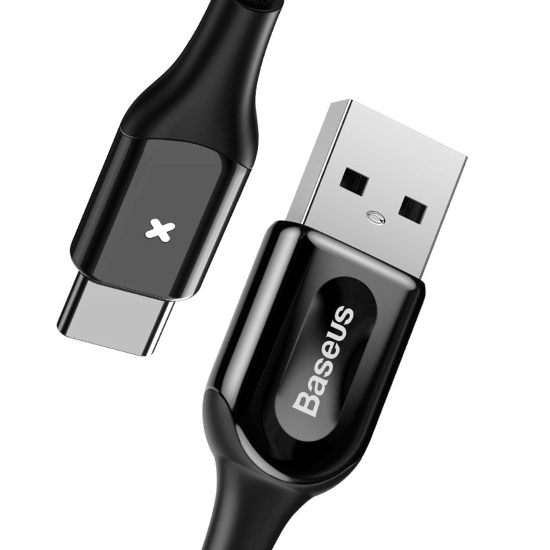 Cablu de date USB to Type-C Baseus X-shaped Light - CATXD-A01 - Black