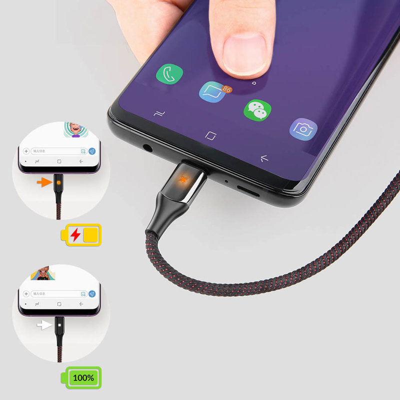 Cablu de date USB to Type-C Baseus X-shaped Light - CATXD-A01 - Black