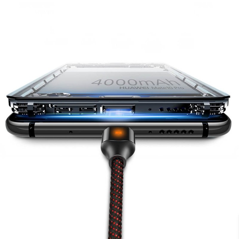 Cablu de date USB to Type-C Baseus X-shaped Light - CATXD-A01 - Black