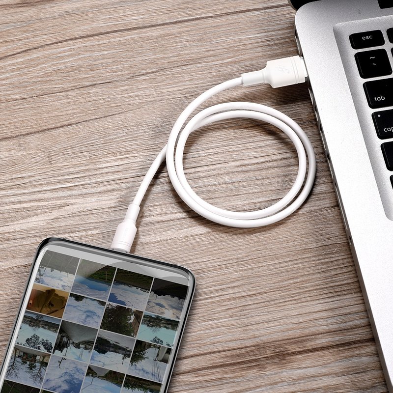 Cablu de date USB to Type-C Baseus Double-Ring Quick Charge - CATSH-B02 - White