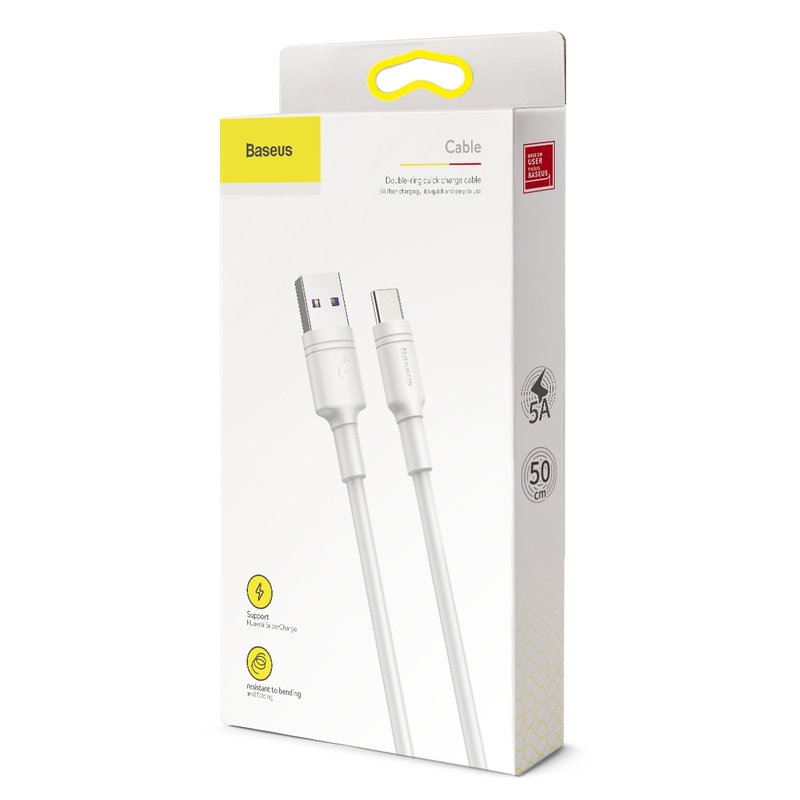 Cablu de date USB to Type-C Baseus Double-Ring Quick Charge - CATSH-B02 - White