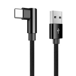 Cablu de date USB to Type-C Rock L-shape Metal Charge&Sync - RCB0602 - Black