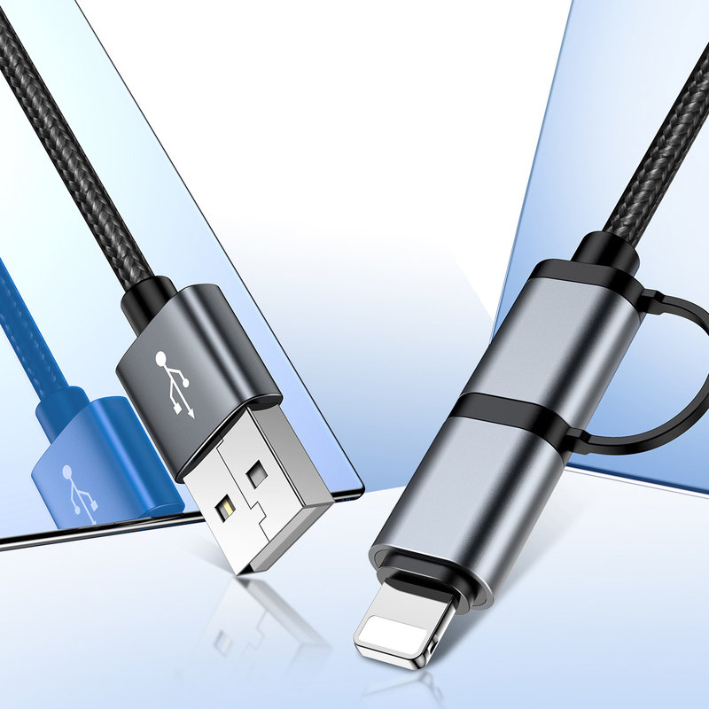 Cablu de date Rock Quick Charge 2in1 USB to Type-C/Lightning - RCB0690 - Black