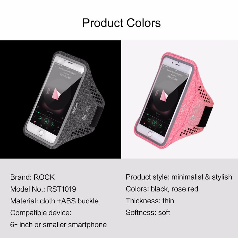 Husa alergare brat Rock Slim Sports Armband -RST1019- Black