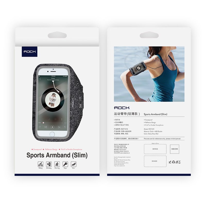 Husa alergare brat Rock Slim Sports Armband -RST1019- Black