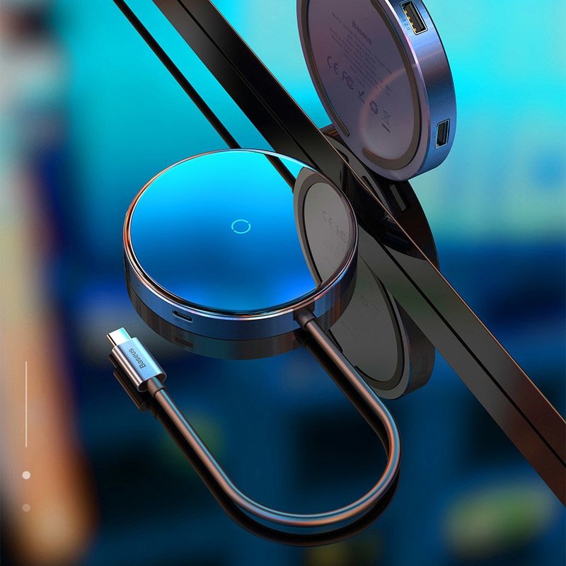 Hub Baseus Circular Mirror Wireless Charger Adapter USB 3.0/USB 2.0/USB-C - WXJMY-0G - Gray
