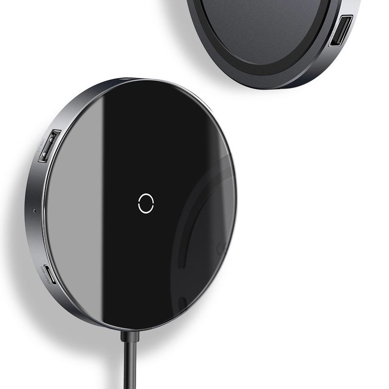 Hub Baseus Circular Mirror Wireless Charger Adapter USB 3.0/USB 2.0/USB-C - WXJMY-0G - Gray