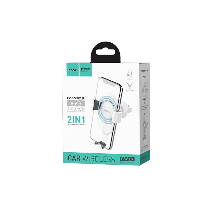 Suport Auto Cu Functie De Incarcare Wireless Hoco CW17 Fast Charger - White